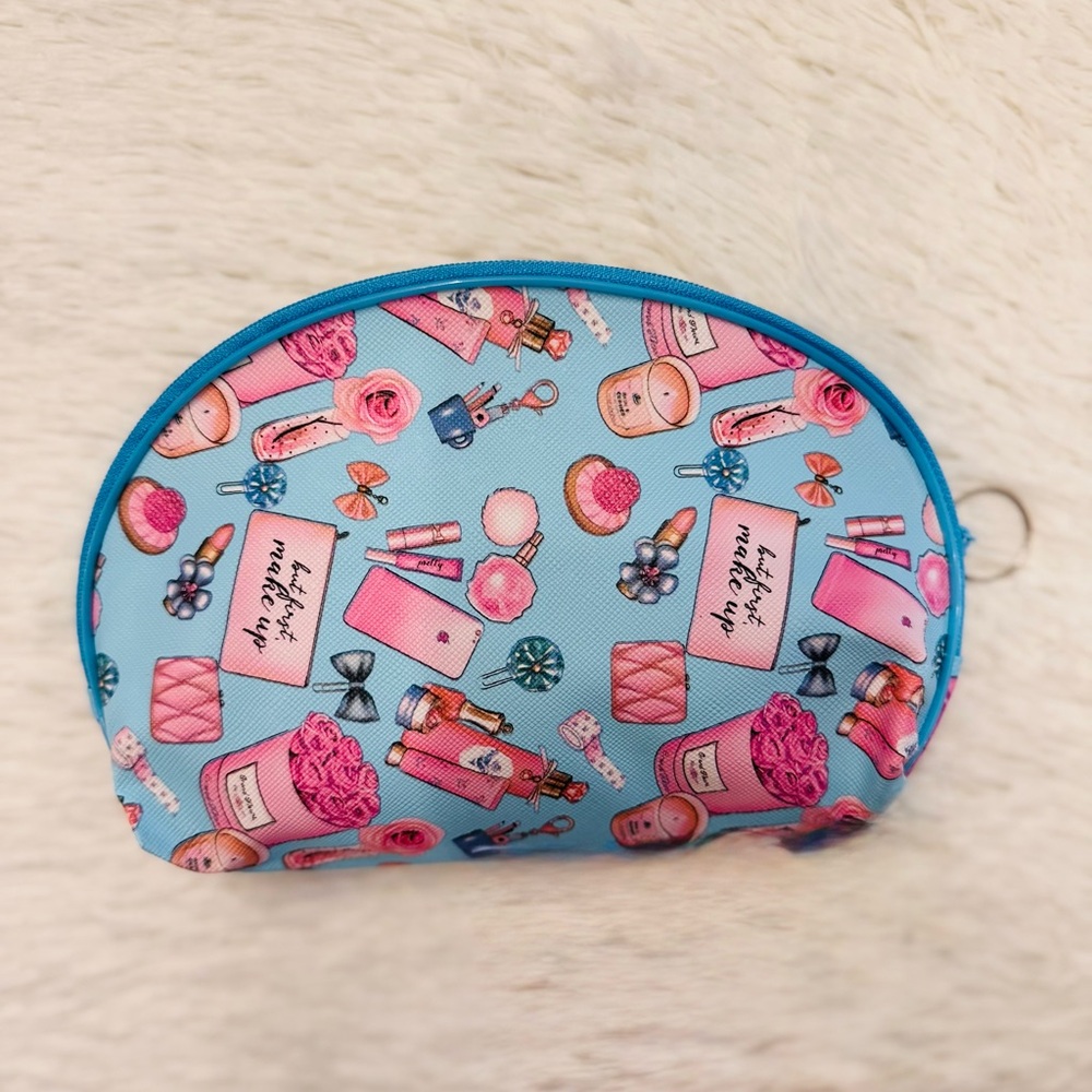 Blue & Pink Printed Cosmetic Pouch